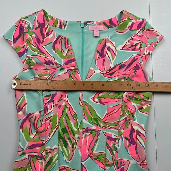 Lilly Pulitzer Dress Womens Small Pink Briella V Neck Tropical Preppy Beach - Picture 10 of 14